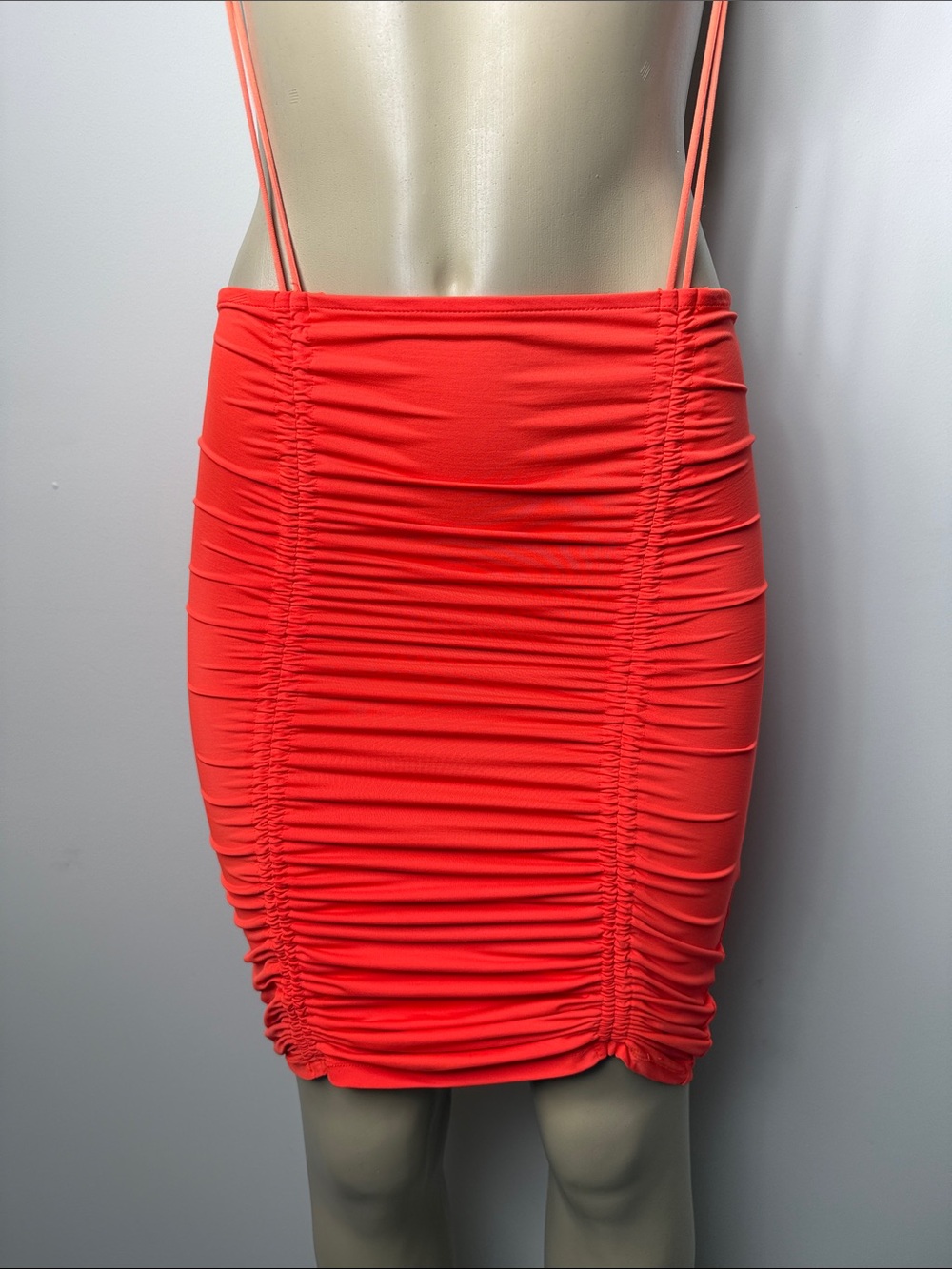 Forever 21 Neon Orange Ruched Mini Skirt